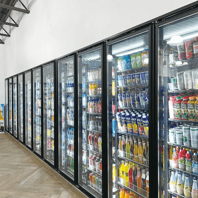 Standard glass door in supermarket