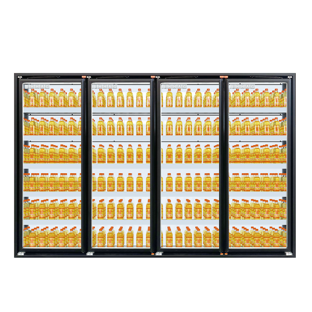 Cooler And Freezer Glass Door And Frame with Slim Middle Handle