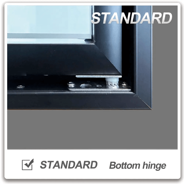 Standard glass door bottom hinge with adjustable gear