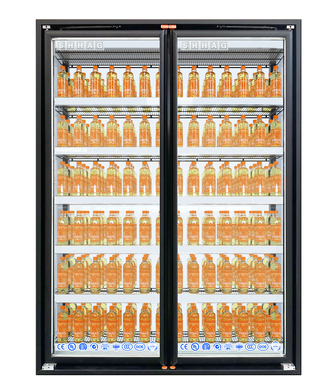 Cooler And Freezer Glass Door And Frame with Slim Middle Handle