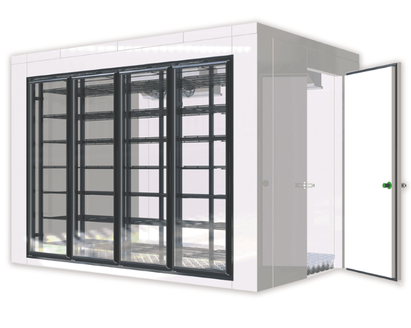 Commericial walk-in cold room with solid entry door