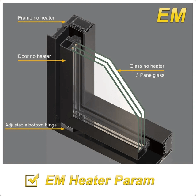 Energy saving cooler glass door with three non heated panes