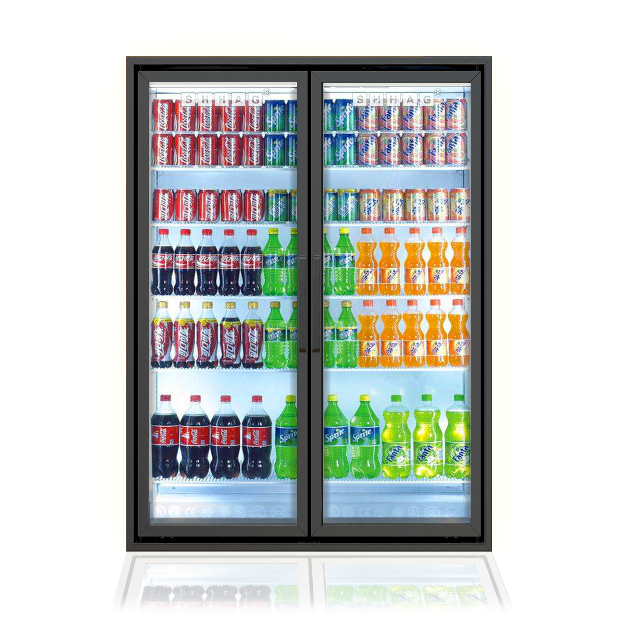  Custom Size Commercial Display Fridge Glass Door CE UL Certified