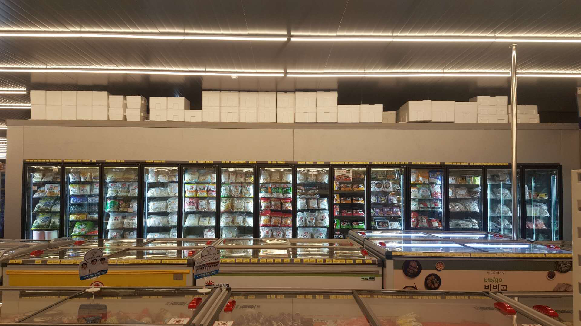 Supermarket Walk in Cooler Heated Glass Door and shelving