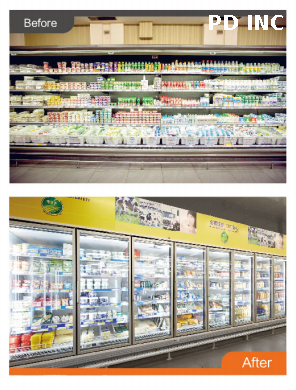 Supermarket Retrofit Glass Door for Variety Showcase