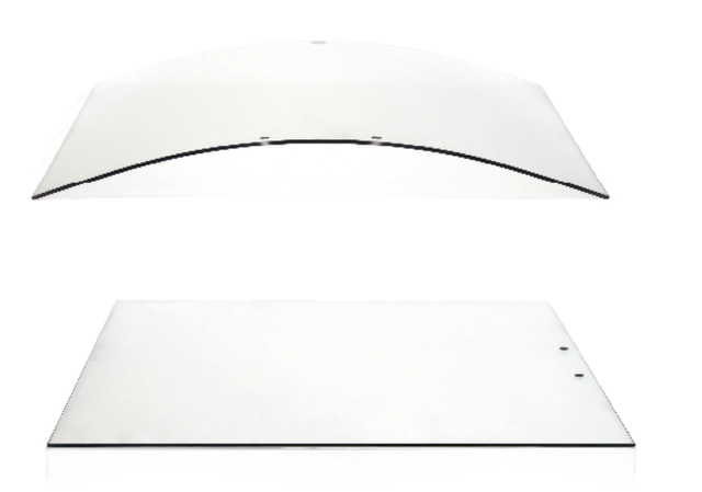 Flat and curved tempered glass for refrigeration industry