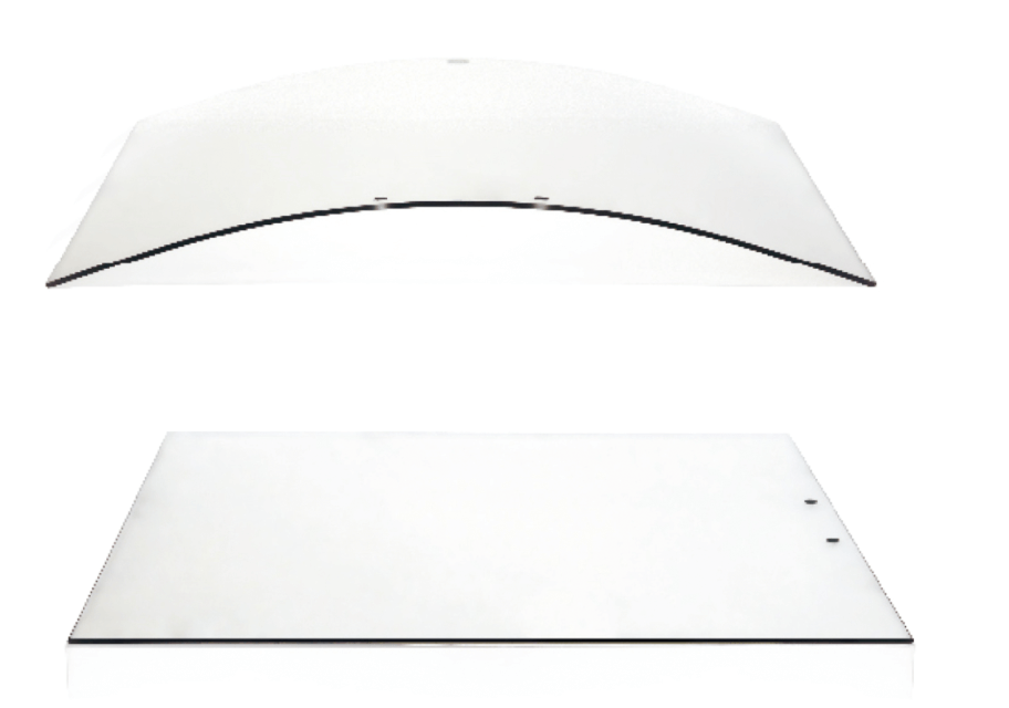 Flat and curved tempered glass for refrigeration industry