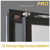 Pro glass door with easy installation top hinge and conductive shaft